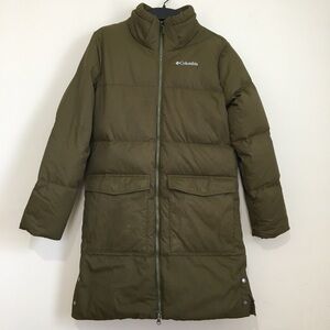 Columbia Youth Rockfall Mid Down Olive Duck Down Feather Jacket Puffer Coat